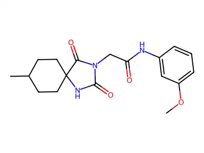 N-(3-methoxyphenyl)-2-(8-methyl-2,4-dioxo-1,3-diazaspiro[4.5]dec-3-yl)acetamide structure