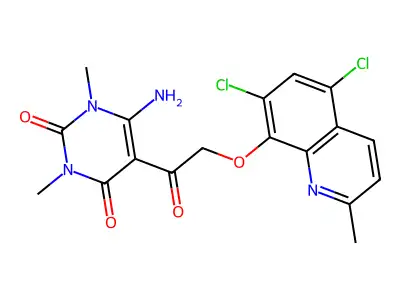6-Amino-5-(2-((5,7-dichloro-2-methylquinolin-8-yl)oxy)acetyl)-1,3-dimethylpyrimidine-2,4(1H,3H)-dione structure