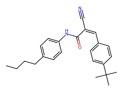 N-(4-butylphenyl)-3-(4-tert-butylphenyl)-2-cyanoprop-2-enamide structure