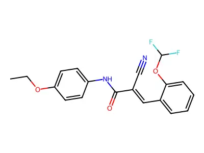 2-cyano-3-[2-(difluoromethoxy)phenyl]-N-(4-ethoxyphenyl)prop-2-enamide structure