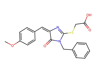 [1-Benzyl-4-(4-methoxy-benzylidene)-5-oxo-4,5-dihydro-1H-imidazol-2-ylsulfanyl]-acetic acid structure