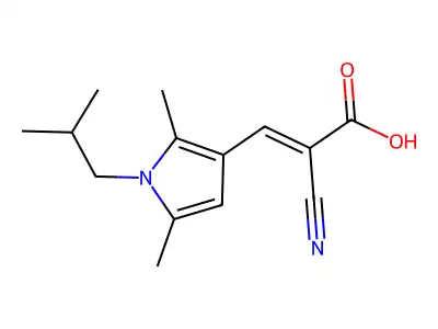 2-cyano-3-[2,5-dimethyl-1-(2-methylpropyl)-1H-pyrrol-3-yl]prop-2-enoic acid structure