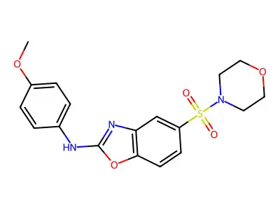 N-(4-methoxyphenyl)-5-(morpholine-4-sulfonyl)-1,3-benzoxazol-2-amine structure