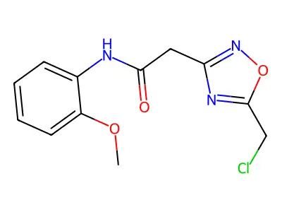 2-(5-(chloromethyl)-1,2,4-oxadiazol-3-yl)-N-(2-methoxyphenyl)acetamide structure