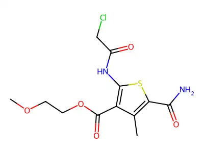 2-METHOXYETHYL 5-CARBAMOYL-2-(2-CHLOROACETAMIDO)-4-METHYLTHIOPHENE-3-CARBOXYLATE structure