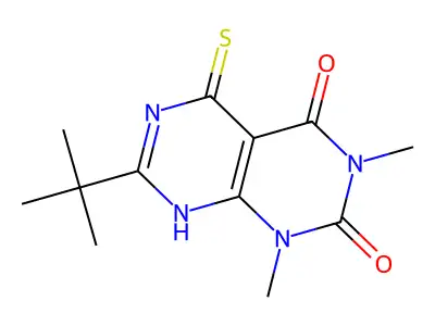 7-tert-butyl-1,3-dimethyl-5-sulfanyl-1H,2H,3H,4H-[1,3]diazino[4,5-d]pyrimidine-2,4-dione structure