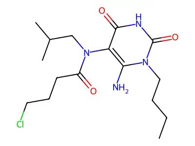 N-(6-amino-1-butyl-2,4-dioxo-1,2,3,4-tetrahydropyrimidin-5-yl)-4-chloro-N-(2-methylpropyl)butanamide structure