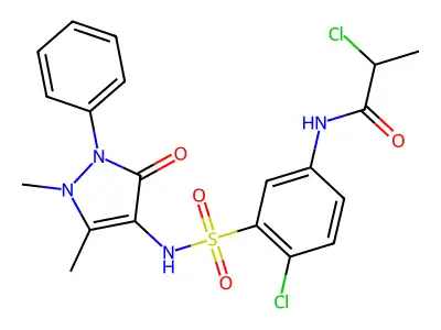 2-chloro-N-{4-chloro-3-[(1,5-dimethyl-3-oxo-2-phenyl-2,3-dihydro-1H-pyrazol-4-yl)sulfamoyl]phenyl}propanamide structure