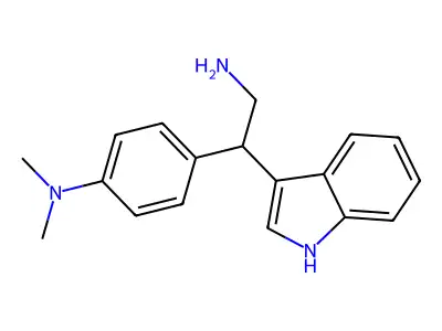 4-[2-amino-1-(1H-indol-3-yl)ethyl]-N,N-dimethylaniline structure