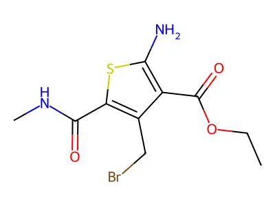Ethyl 2-amino-4-(bromomethyl)-5-(methylcarbamoyl)thiophene-3-carboxylate structure