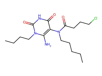 N-(6-amino-1-butyl-2,4-dioxo-1,2,3,4-tetrahydropyrimidin-5-yl)-4-chloro-N-pentylbutanamide structure