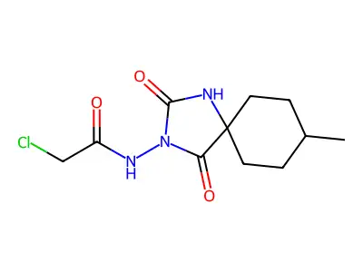 2-Chloro-N-(8-methyl-2,4-dioxo-1,3-diazaspiro[4.5]dec-3-yl)acetamide structure