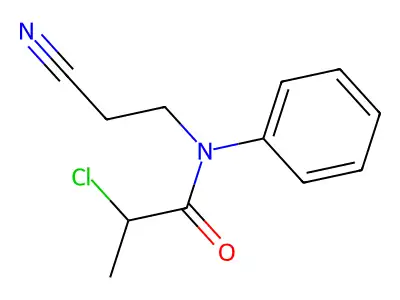 2-chloro-N-(2-cyanoethyl)-N-phenylpropanamide structure