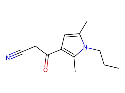 3-(2,5-dimethyl-1-propyl-1H-pyrrol-3-yl)-3-oxopropanenitrile structure