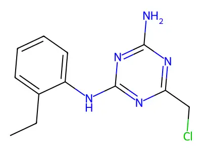 6-(chloromethyl)-N2-(2-ethylphenyl)-1,3,5-triazine-2,4-diamine structure