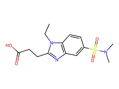 3-[5-(dimethylsulfamoyl)-1-ethyl-1H-1,3-benzodiazol-2-yl]propanoic acid structure