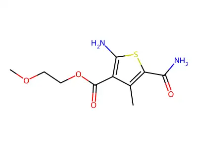 2-Methoxyethyl 2-amino-5-carbamoyl-4-methylthiophene-3-carboxylate structure