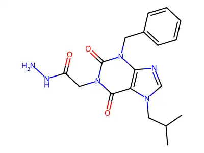 2-[3-benzyl-7-(2-methylpropyl)-2,6-dioxo-2,3,6,7-tetrahydro-1H-purin-1-yl]acetohydrazide structure