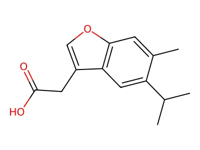2-[6-Methyl-5-(propan-2-yl)-1-benzofuran-3-yl]acetic acid structure