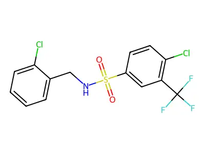 4-chloro-N-[(2-chlorophenyl)methyl]-3-(trifluoromethyl)benzenesulfonamide structure