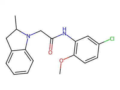N-(5-chloro-2-methoxyphenyl)-2-(2-methyl-2,3-dihydroindol-1-yl)acetamide structure