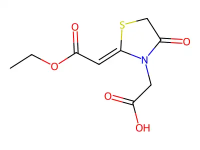 2-(2-(2-Ethoxy-2-oxoethylidene)-4-oxo-1,3-thiazolidin-3-yl)acetic acid structure