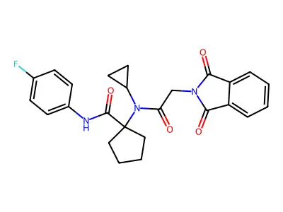 1-[N-cyclopropyl-2-(1,3-dioxo-2,3-dihydro-1H-isoindol-2-yl)acetamido]-N-(4-fluorophenyl)cyclopentane-1-carboxamide structure