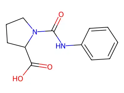 (2S)-1-(phenylcarbamoyl)pyrrolidine-2-carboxylic acid structure