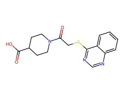1-[2-(Quinazolin-4-ylsulfanyl)acetyl]piperidine-4-carboxylic acid structure