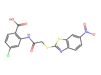 4-Chloro-2-{2-[(6-nitro-1,3-benzothiazol-2-yl)sulfanyl]acetamido}benzoic acid structure