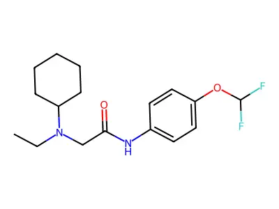2-[cyclohexyl(ethyl)amino]-N-[4-(difluoromethoxy)phenyl]acetamide structure