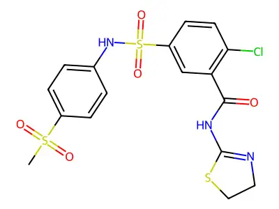 2-chloro-N-(4,5-dihydro-1,3-thiazol-2-yl)-5-[(4-methylsulfonylphenyl)sulfamoyl]benzamide structure