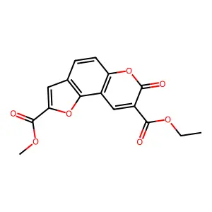 7H-Furo(2,3-f)(1)benzopyran-2,8-dicarboxylic acid, 7-oxo-, 8-ethyl 2-methyl ester structure