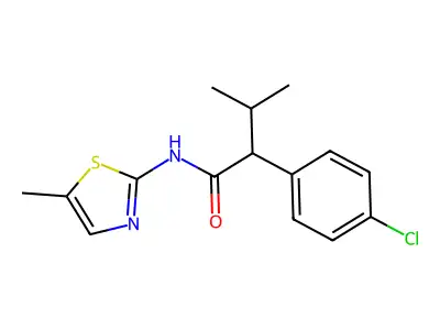 2-(4-chlorophenyl)-3-methyl-N-(5-methyl-1,3-thiazol-2-yl)butanamide structure