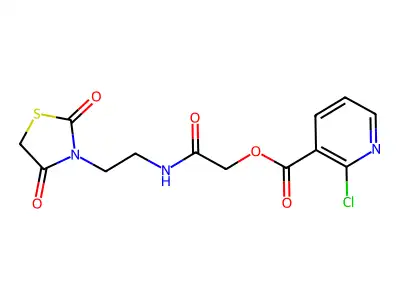 {[2-(2,4-dioxo-1,3-thiazolidin-3-yl)ethyl]carbamoyl}methyl 2-chloropyridine-3-carboxylate structure