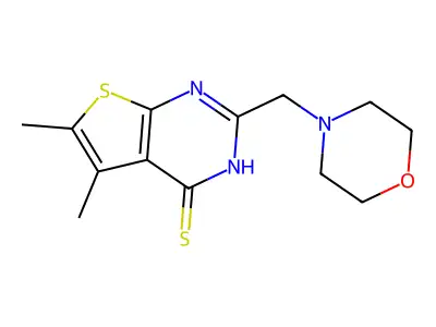 5,6-Dimethyl-2-(morpholin-4-ylmethyl)thieno[2,3-d]pyrimidine-4-thiol structure