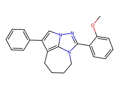5,6,7,8-Tetrahydro-1-(2-methoxyphenyl)-4-phenyl-2,2a,8a-triazacyclopent[cd]azulene structure