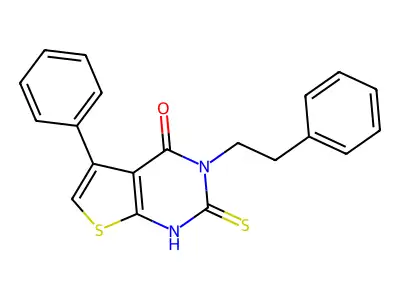 5-phenyl-3-(2-phenylethyl)-2-sulfanyl-3H,4H-thieno[2,3-d]pyrimidin-4-one structure