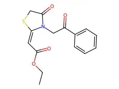 ethyl (2E)-2-(4-oxo-3-phenacyl-1,3-thiazolidin-2-ylidene)acetate structure