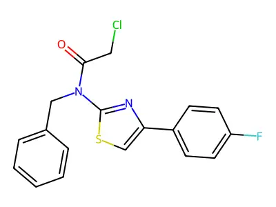 N-benzyl-2-chloro-N-(4-(4-fluorophenyl)-1,3-thiazol-2-yl)acetamide structure