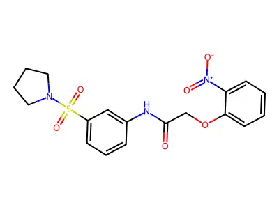 2-(2-nitrophenoxy)-N-(3-pyrrolidin-1-ylsulfonylphenyl)acetamide structure