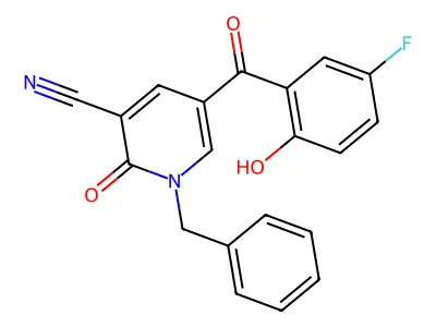 1-Benzyl-5-(5-fluoro-2-hydroxybenzoyl)-2-oxo-1,2-dihydropyridine-3-carbonitrile structure