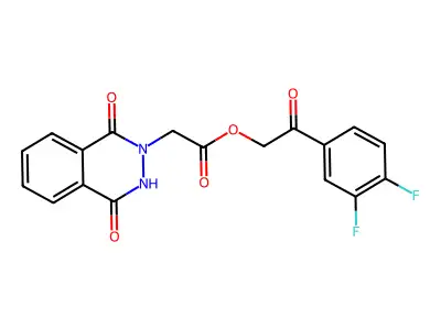 [2-(3,4-difluorophenyl)-2-oxoethyl] 2-(1,4-dioxo-3H-phthalazin-2-yl)acetate structure