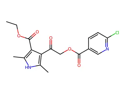 [2-(4-ethoxycarbonyl-2,5-dimethyl-1H-pyrrol-3-yl)-2-oxoethyl] 6-chloropyridine-3-carboxylate structure