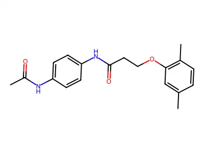 N-(4-acetamidophenyl)-3-(2,5-dimethylphenoxy)propanamide structure
