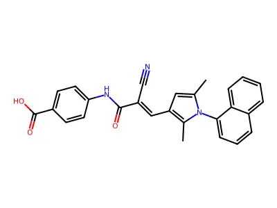 4-[[2-cyano-3-(2,5-dimethyl-1-naphthalen-1-yl-pyrrol-3-yl)prop-2-enoyl]amino]benzoic Acid structure