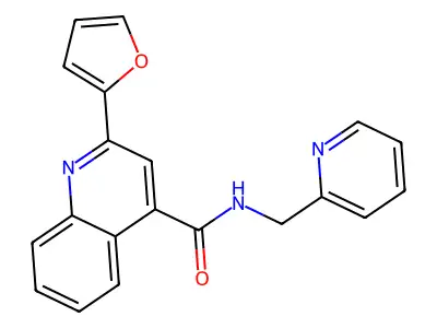 2-(furan-2-yl)-N-(pyridin-2-ylmethyl)quinoline-4-carboxamide structure