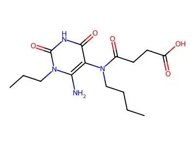 3-[(6-amino-2,4-dioxo-1-propyl-1,2,3,4-tetrahydropyrimidin-5-yl)(butyl)carbamoyl]propanoic acid structure