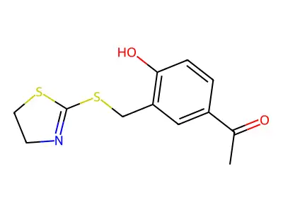 1-{3-[(4,5-Dihydro-1,3-thiazol-2-ylsulfanyl)methyl]-4-hydroxyphenyl}ethan-1-one structure