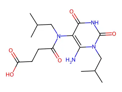 3-{[6-amino-1-(2-methylpropyl)-2,4-dioxo-1,2,3,4-tetrahydropyrimidin-5-yl](2-methylpropyl)carbamoyl}propanoic acid structure